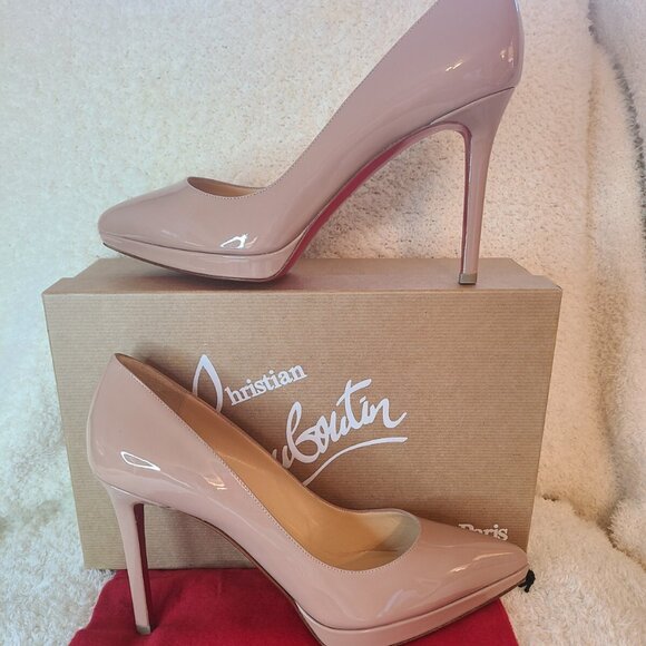 Christian Louboutin Pigalle Plato 100 Nude Patent Pump - Picture 2 of 9